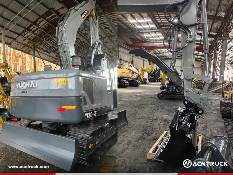 America - 1 Unit KATVO KV12 And 1 Unit YUCHAI YC80-9 Hydraulic Crawler Excavator